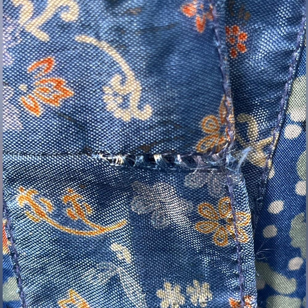 Blue Silk Patchwork Print Kimono - image 7